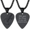 PROSTEEL Herren personalisiert Gitarre Plektrum Anhänger mit Weizenkette schwarz Edelstahl Gitarren Pick Halskette für Musikliebhaber Hip Hop Rapper für Geburtstag Weihnachten