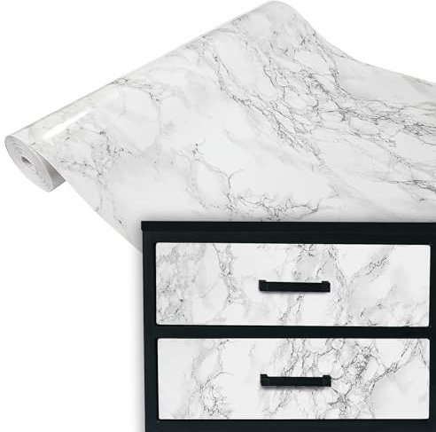 DecoMeister Klebefolien in Stein-Optik Steinfolien Selbstklebend Deko-Folien Steindekor Selbstklebefolie Möbelfolie nach Maß Stein 45x100 cm Marmi Marmor Grau