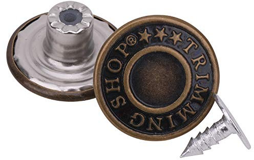 Trimming Shop Jeans Button Hammer on 17mm Brass Tack Fasteners with Aluminium Back Pin for Clothing Repair, Jeans, Denims, Skirts, Jackets (Bronze, 10pcs)