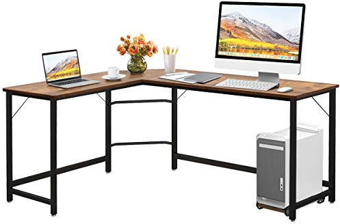 GIANTEX Schreibtisch Eckschreibtisch L-Form, Computertisch PC-Tisch Arbeitstisch mit CPU-Ständer, Computerschreibtisch Winkelschreibtisch Bürotisch Ecktisch für Büro 168 x 125 x 74 cm (braun)