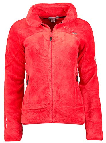 Geographical Norway Upaline Lady - Fleece Fine Frauen Warm Fermetur Zip - Jacke Herbst Winter Frühling Warm Frauen - Long Sleeve Pullover Pelz Weich Komfort Outdoor (Rot S-Größe 1)