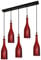 LEDSone Vintage 5 Head Pendant Light Ceiling Fixture Wine Bottle Shaped Glass Red Lampshade Height Adjustable Modern Creative Bar Lighting Ideal for Cafe Restaurant Living Room