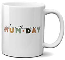 Just Another Manic Mum-Day Mug - Mother's Day Joke Weekday Present Gift Idea Coffee Tea Cup Ceramic Handle Idea Heavy Duty Handle Dishwasher and Microwave Safe (Black Handle)