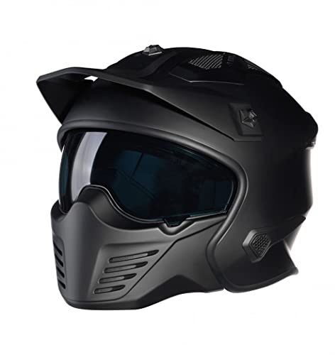 Bayard XP-69 S Draco Motorradhelm Hybrid Jethelm Sturzhelm mit Sonnenblende, SCHWARZMATT, M