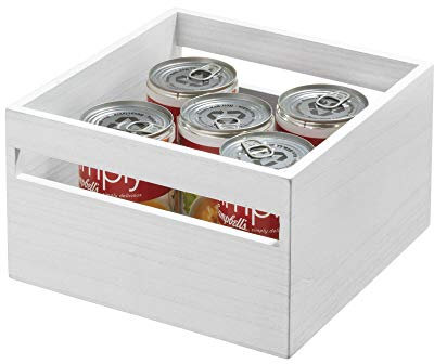 iDesign Eco-Holz-Abfalleimer, weiß gewaschen