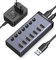 UGREEN Hub USB 3.0 Alimenté en Aluminium 7 Ports USB Hub avec Ports de Charge Interrupteur Indépendant Alimentation Externe 12V 2A Compatible avec PC PS5 PS4 Pro Slim Xbox One iMac, 1M Câble