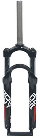 KANGXYSQ 24 Zoll Fahrrad Federgabel, 28,6 Mm Gerades Rohr Aluminiumlegierung MTB Pneumatisch Stoßdämpfer Scheibenbremse Reise 100mm (Color : Black, Size : 24 inch)