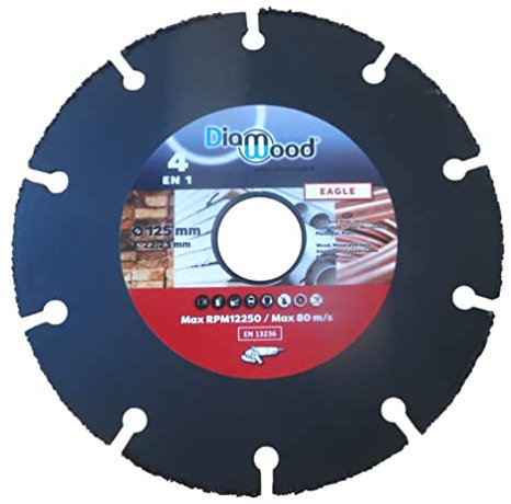 DIAMWOOD - Disque Diamant à Concrétion | Bois PVC Cuivre Plâtre Fibrociment Parquet Stratifié Clou Époxy Fibre de Verre | Lame Diamantée à Tronçonner | Meuleuse Disqueuse | Ø 125mm Alésage 22,23 mm