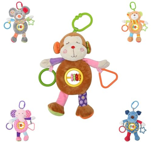 Lorelli Baby Kuscheltier Activitiy Spielzeug Plüsch, Greifling, C-Ring ab Geburt, Farbe:braun