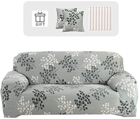 Lydevo Sofabezug 2 Sitzer Stretch Sofahusse Elastischer Sofabezug Spandex Sofa Überzug mit 2 Kissenbezug Anti-Rutsch Waschbar Sofa Protection Cover Schonbezug Couch,Herbstblatt