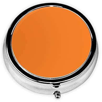 Beauty Burnt Orange Runde Pillendose: >> 5,1 x 5,1 x 1,8 cm Niedliche Mini-Reise-Medizin-Pillenbox für Geldbörsen-Tasche