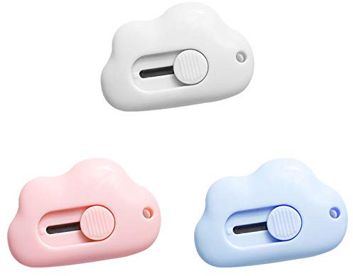 FOUTP 3 Pièces Mini Couteau Utilitaire, Mini Ouvre-Lettre, Mini Cutter, Utilisé pour les Cadeaux de Décoration de Porte-Clés, Adapté pour le Carton, le Papier, la Boîte(3 Couleurs)