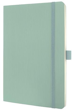 Sigel CO337 Notizbuch A5 liniert grün, Softcover, 194 nummerierte Seiten,, nachhaltiges Papier, mit Inhaltsverzeichnis, Stiftschlaufe, Falttasche, Gummibandverschluss, Conceptum