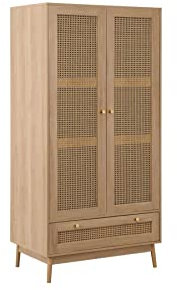 Birlea Croxley Rattan Wardrobe Oak, 2 Door 1 Drawer