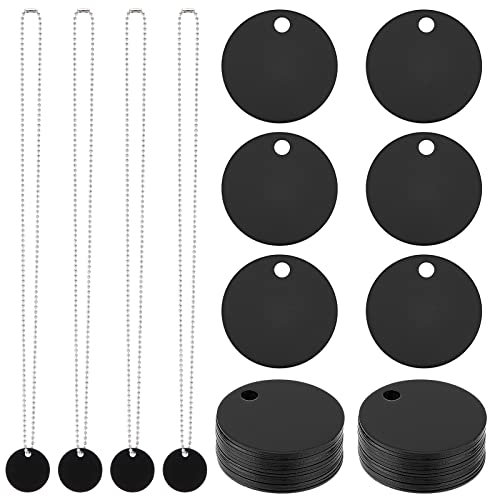 SUNNYCLUE 1 Box 40 Stück Aluminium Blanko Tags Runde Stanzrohlinge Set DIY 20 Packungen Metall Hundemarke Haustiername Lasergravur Wortmarke Charms Halskette Edelstahl Kugelketten Für DIY Handwerk Hun