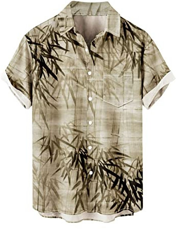 Herren Casual Sommerhemden Kurzarm Bedruckte Strandhemden mit Knopfleiste und Tasche Signum Hemden Herren