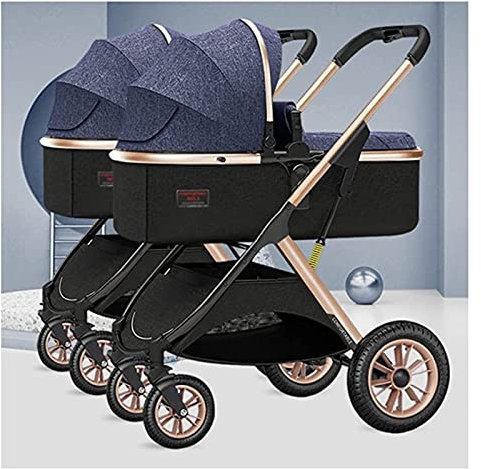 Zwillingskinderwagen for Säuglinge und Kleinkinder, Doppelkinderwagen, Zwillingskinderwagen, faltbarer Doppelsitz-Tandem-Kinderwagen, Hochformat-Zwillingskinderwagen for nebeneinander liegende Kinderw