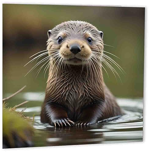 Geburtstagskarte mit Otter-Motiv, niedliche Otter-Grußkarte für Otter-Liebhaber, 150 mm x 150 mm