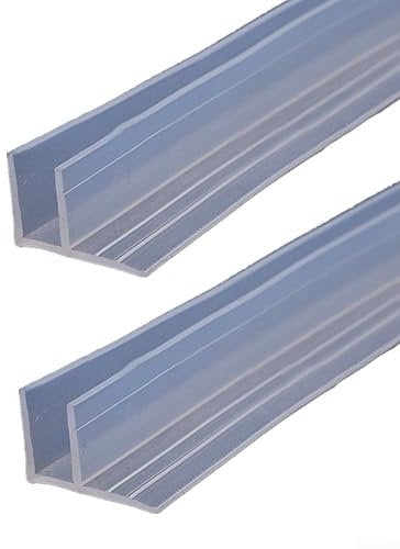 EpheyFIF 2PCS F Shape Shower Door Waterproof Strip, Clear Bath Screen Door Seal Strip for Glass Thickness 6mm Seal Gap, Shower Tray Sealing Strip for Curved and Vertical Door