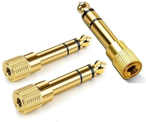 APOMOONS 3 Stück Kopfhörer Klinke Adapter 6.35mm Klinke auf 3.5mm Klinke, HQ Audio Klinken Adapter, Klinkenstecker Adapter Unterstützt für Keyboard, Gitarre, Lautsprecher usw. 24K vergoldete Stecker