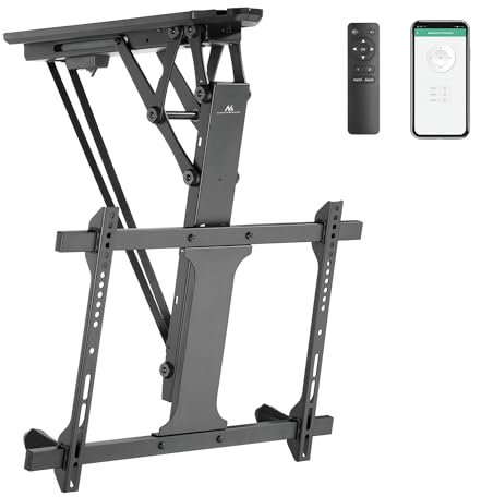 Maclean MC-880T - Soporte eléctrico inclinable para TV (32-70, con Control por aplicación, para Techo Inclinado, Incluye Mando a Distancia hasta 35 kg, VESA 600 x 400 cm)