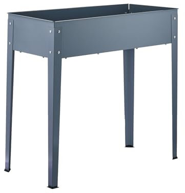 Hattoro Hochbeet Frühbeet Pflanzkasten Kräuterbeet Outdoor Blumenkasten Metall Grau