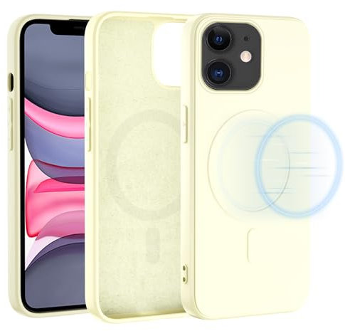 TUUTPU für iPhone 11 Hülle Magnetisch mit Magsafe, Flüssigem Silikon Handyhülle Schlanke Weiches Stoßfest Schutzhülle mit Kratzfestes Mikrofaser Futter, Antikes Weiß