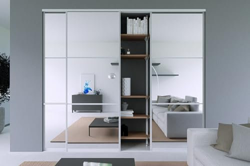 Alucabina - Porta con specchio a 3 ante scorrevoli su misura - Larghezza fino a 255 cm – altezza 304 cm