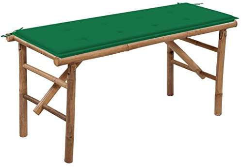 CKioict Parkbank Sitzbank Outdoor Gartenstühle Klappbare Gartenbank mit Auflage 118 cm BambusFür Rasenflächen, Hinterhöfe und Gärten
