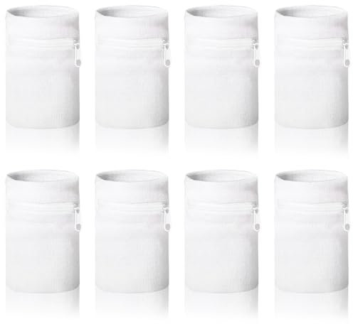 8 Stück Schweißband Handgelenk, Fitness Schweissband, Schweißband Kinder Kleine Tasche mit magischem Reißverschluss für Fußball, Basketball, Tennis, Gymnastik, Golf, Running