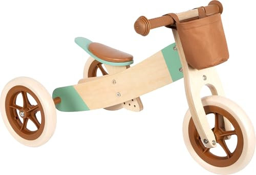 small foot Laufrad und-Dreirad Maxi Karamellbraun, höhenverstellbares Rad aus Holz, für Kinder ab 12 Monaten, 12498