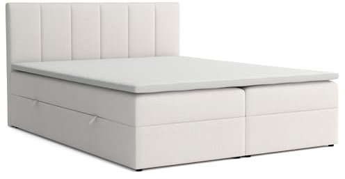 VENASI MÖBEL Lisa Boxspringbett mit Bettkästen H2/H3 Matratze und Topper (Beige, 140 x 200 cm)