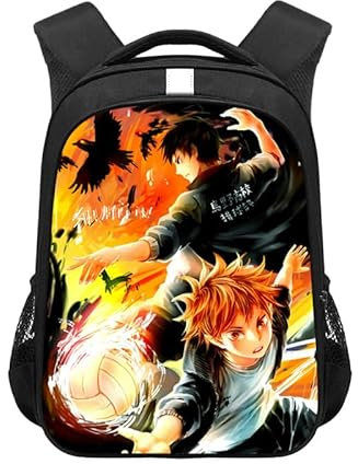 Puruuige Haikyuu Rucksack Anime Schultaschen für Jungen Shoyo Hinata 3D Gedruckt Schultasche Große Kapazität Leicht Cartoon Kinderrucksack, Typ 4, 30.5*16*44CM
