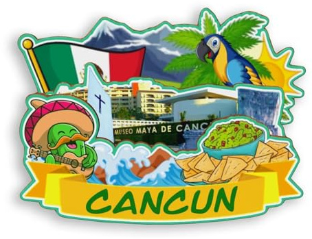 Quwsne Kühlschrankmagnet Cancun Mexiko Kühlschrankmagnet Stadt Reise Souvenirs Touristengeschenke 3D klassische Sehenswürdigkeiten handgefertigt Handwerk Heimdekoration -1798