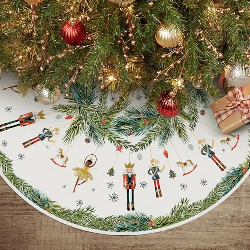 Artoid Mode Blätter Nussknacker Schneeflocken Weihnachten 48zoll/122cm Weihnachtsbaum Rock, Stern Tannenbaum Christbaumdecke für Urlaub Party Deko