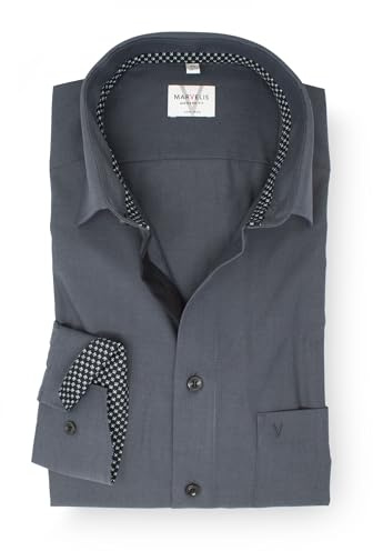 Marvelis Herrenhemd |Modern Fit | Langarm 64 cm | Anthrazit | New Kent Kragen | Gr. 46