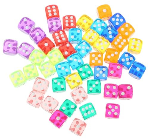 GARVALON 50stücke Bunte Spielwürfel Aus Transparentem Acryl Seitige Partywürfel Für Brettspiele Matheunterricht Und Familienfeiern Langlebig Und Leicht Zum Würfeln Und Spielen