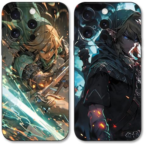 nurkorki 2 Stück Cartoon Anime Handyhülle für iPhone 13 6.1, Cool The Legend of Zelda Muster Design Schutzhülle Weich TPU Silikon Stoßfest Bumper Case, Sparks