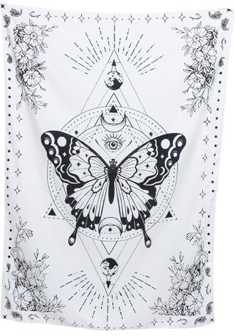 Garneck Bohemian Wandteppich Mit Schmetterling Muster Wand Hängende Stoff Für Wohnzimmer Schlafzimmer Veranda Und Wohnheim Auch Als Tischtuch Oder Bettdecke 47.24 X 35.43 in