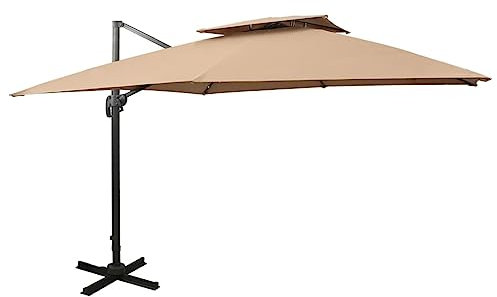 UJCHVHN Lawn & Garden Parasol déporté avec double toit Taupe 300 x 300 cm