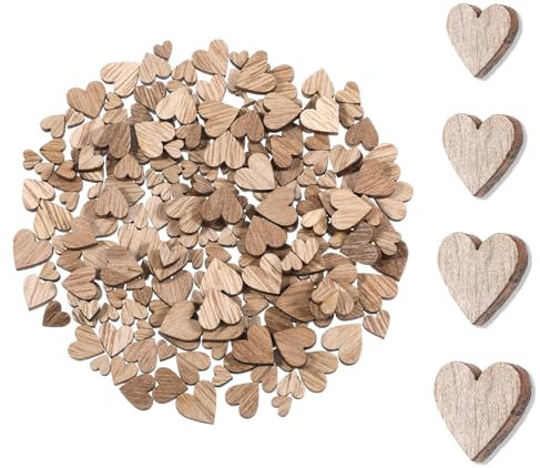 200 Stück Holzherzen Deko 4 Größen Holz Streudeko Zum Beschriften, Deko Holz Herz Tischdeko Hochzeit Deko GeschenkanhäNger Vintage Holzdeko DIY Handwerk Tischdeko Bilderrahmen Deko