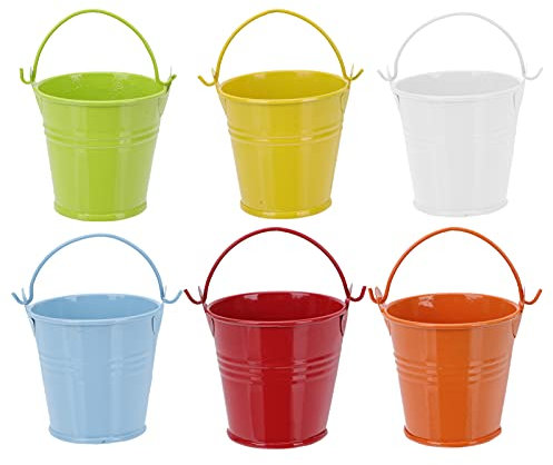 BESPORTBLE 6 Piezas Mini Cubo Cubos de Playa para Contenedores maceteros Plegable Mini Plantas Cubo de Juguete de Hierro Maceta para el hogar Cubo de Playa de Arena para Planchar