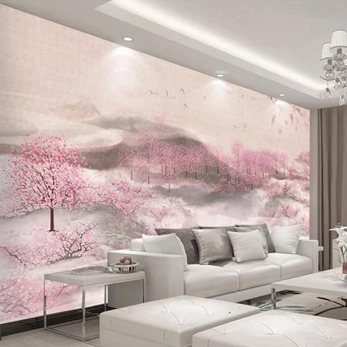 HBYUEHAN Dipinto a mano albero di fiori di pesco foresta pittura murale foto 3D carta da parati ristorante hotel soggiorno TV sfondo carta da parati poster