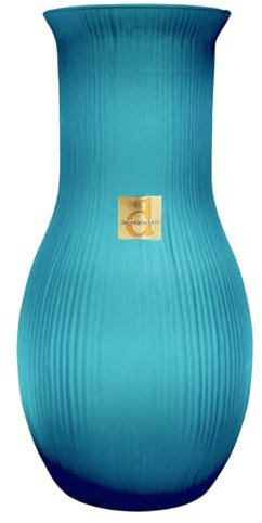 Debora Carlucci - Vaso Portafiori Grande in Vetro Satinato – Design Moderno in Verde Acqua/Bronzo – Base 19 cm, Altezza 37 cm (Verde acqua)