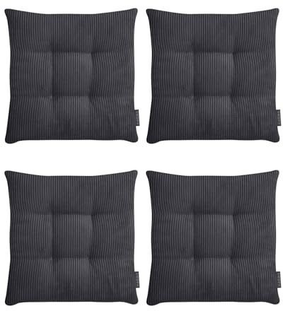 MAGMA 4er Set Inga Stuhlkissen ca. 35x35x5 cm Cordstoff (Anthrazit)