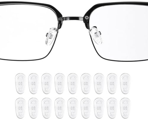 sourcing map 10 Pairs Eyeglass Nose Pads 14mm Silicone Anti-Slip Glasses Nose Grips Screw-in Glasses Nose Pads for Plastic Frames Glasses Sunglasses, White