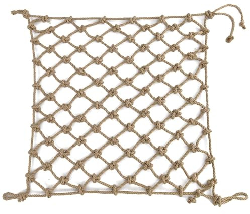 Jute-Hanf-Seilnetz, Robustes, natürliches Klettersicherheitsnetz, Balkon-, Treppen-, Zaun- und Gartenschutznetz(1 * 2m)