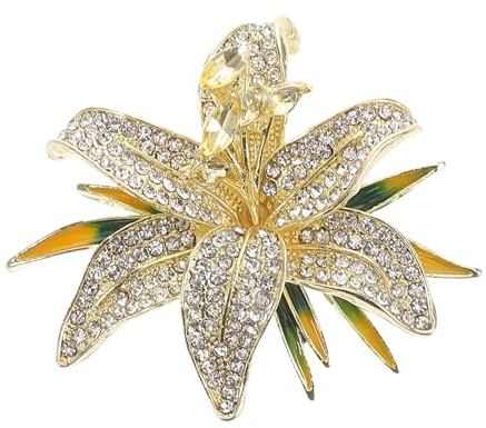 Lilien Brosche Damen mit Strass, Anstecknadel aus Zinklegierung