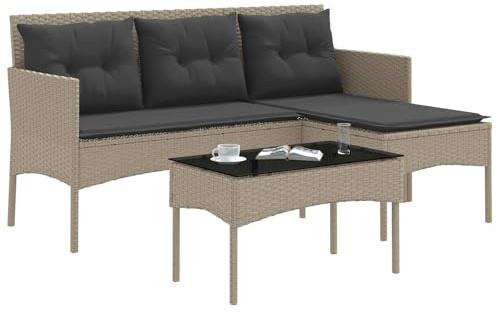 vidaXL Gartensofa-Set mit Kissen 2 pcs Poly-Rattan, Garten und Terrasse, L-Form, modernes Outdoor-Sofa, langlebiges Rattan-Set, wetterbeständig, Terrassen-Lounge, modulare Sitzlösung