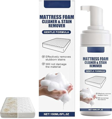 Multi Surface Mattress Foam Cleaner, 150ml Couch Stain Remover, Fabric Foam Dry Cleaning Agent, No-Scrub and Gentle Stain Cleaner for Bed, Couch, Carpet, Car Seat& Rugs (1PC)